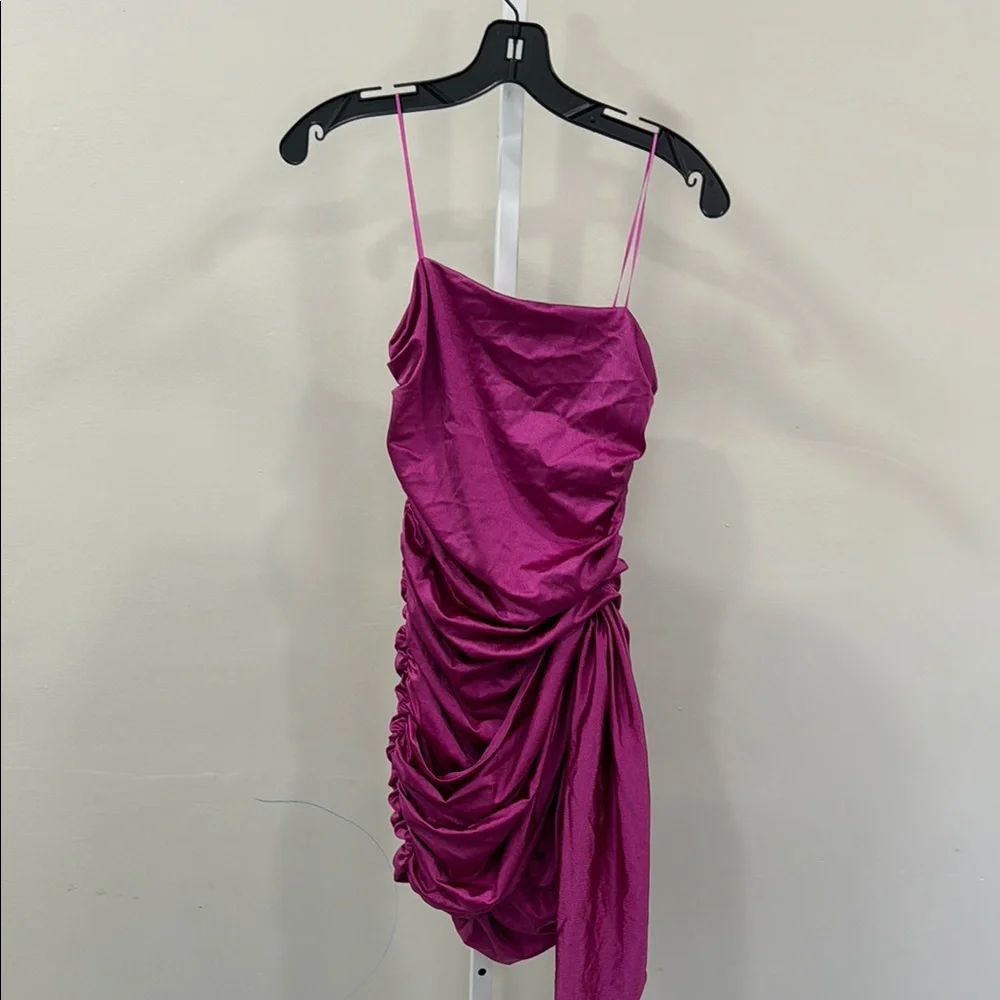 Amanda Uprichard Jersey Anja Mini Dress in Fuchsia - Picture 3 of 8